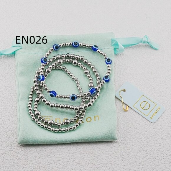 Enewton Platinum Bead & Blue Evil-Eye Bracelet Set - Picture 2 of 5